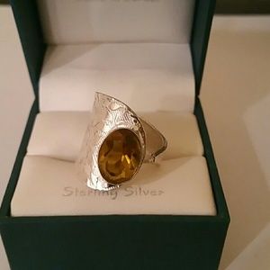 Beautiful Faceted Citrine & Sterling Silver Ring