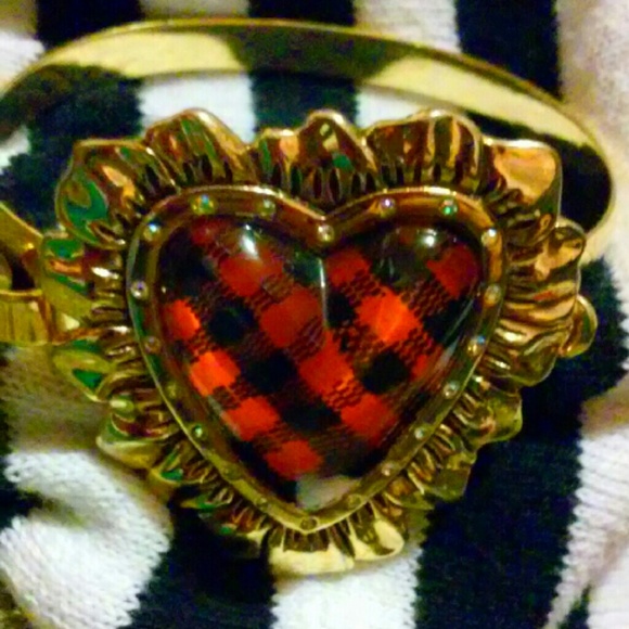 Vintage plaid heart set necklace and earnings