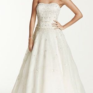 Oleg Cassini Satin Bodice Organza Wedding Dress