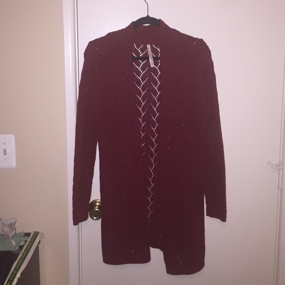 Red Wine color sweater cardigan - Picture 1 of 3