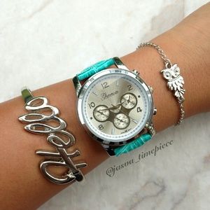 Women's Turquoise Silver Chronograph Fashion Watch