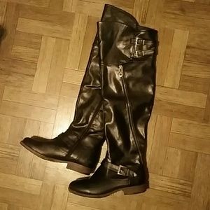 Over the knee black boots