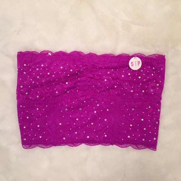 HTF VS Pink Longline Bandeau Bralette