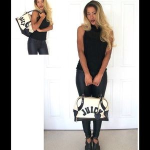 ❤ Juicy Couture Cream/Black Leather Bowler Handbag ❤ Juicy Couture Cream/Black Leather Bowler Handbag