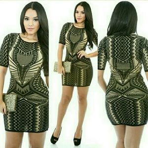 Aztec knot bodycon dress