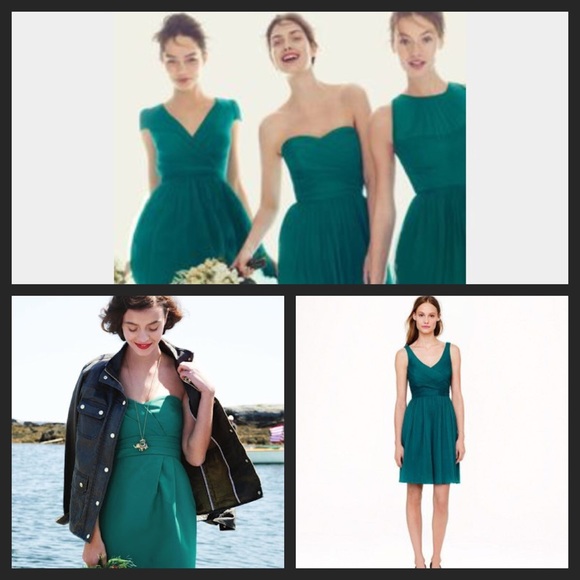 J.Crew Dark Green Silk Chiffon dress!