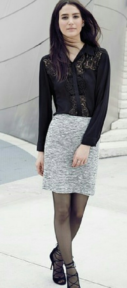 NWT*Vince Camuto Double Sided Zip Tweed Skirt