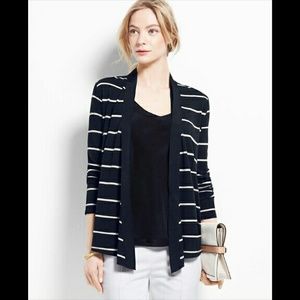 Ann Taylor Striped Grosgrain Open Sweater