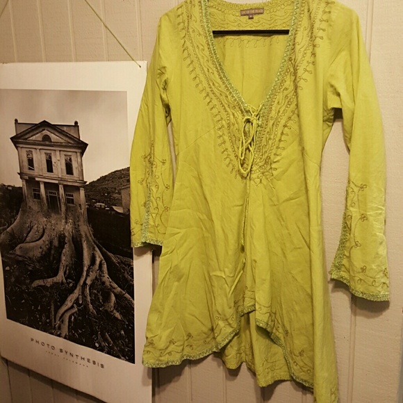 Lime green hippie dress/top