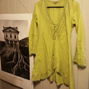 Lime green hippie dress/top