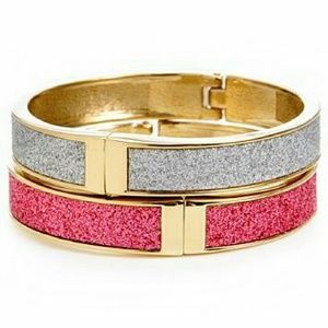 [BETSEY JOHNSON] Pink Glitter Bangle Bracelet