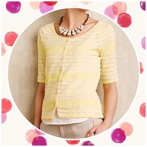 Moth (Anthropologie) yellow striped cardigan, L