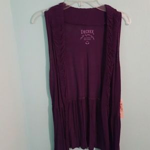 Dark Purple Sleeveless Cardigan