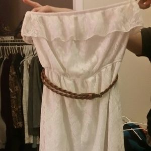 White lace strapless dress