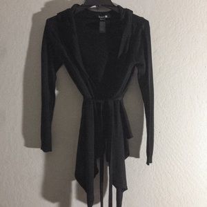 FOREVER 21 HOODED WRAP CARDIGAN