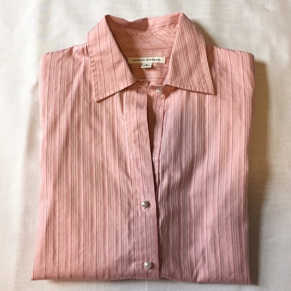 Banana Republic Pink Striped Button Shirt sz 2