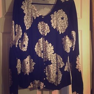 Flower print button down sweater