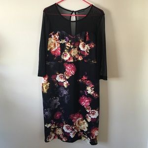 Venus MESH DETAIL FLORAL DRESS, XL, Never Worn