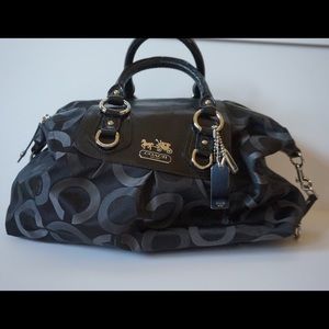Coach Black Madison Op Art Canvas Sabrina Satchel