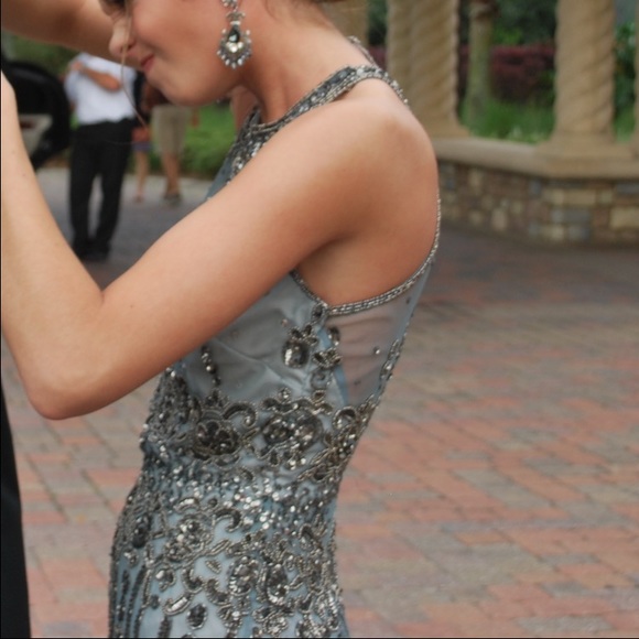 Beautiful beaded prom dress with shades of grey - Picture 2 of 3