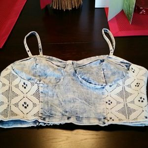Final Price Sexy Cropped Acid Wash Top