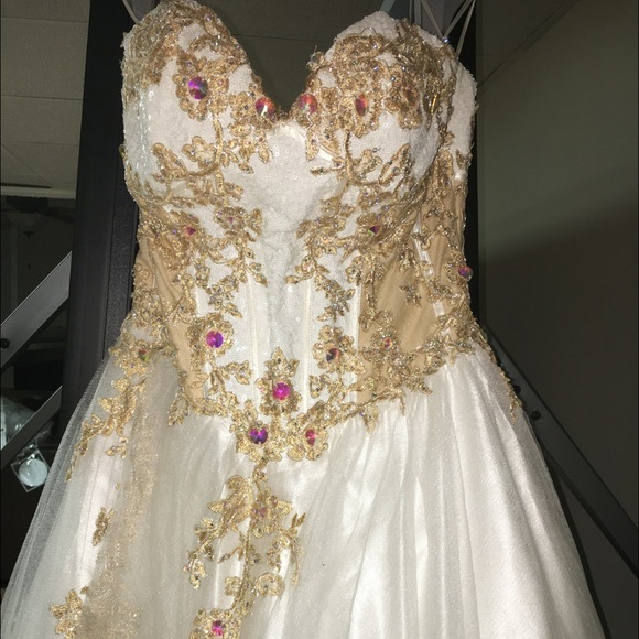 white and gold ball gown. - Picture 1 of 1