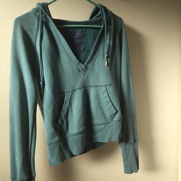 Teal v-neck American eagle sweatshirt - Picture 1 of 2