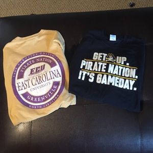 Three ECU Pirates t-shirts