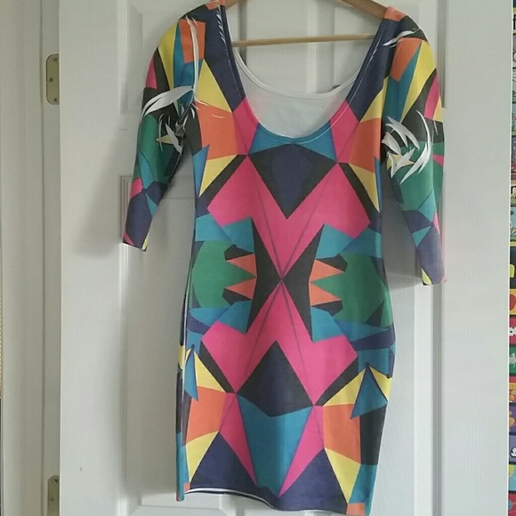 i.ner Geometric Bodycon Dress sz Medium - Picture 4 of 4