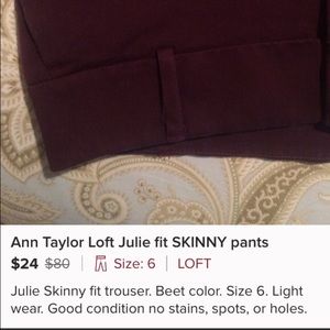 Loft ankle pant bundle navy and maroon
