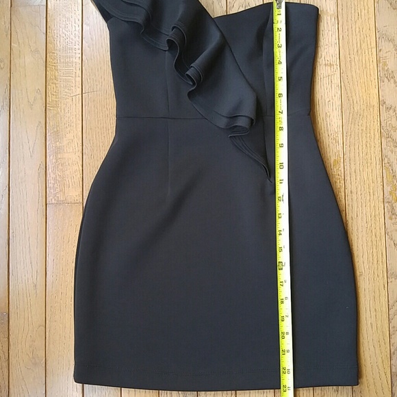 One Shoulder with Ruffle Little Black Dress - Picture 4 of 5