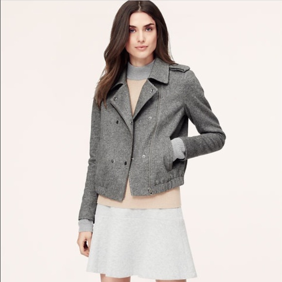 LOFT Grey moto style jacket - Picture 1 of 4
