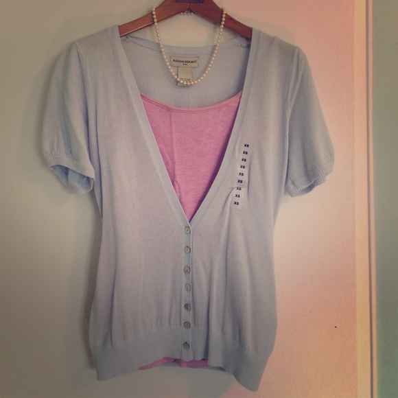 Banana Republic cotton button sweater light blue