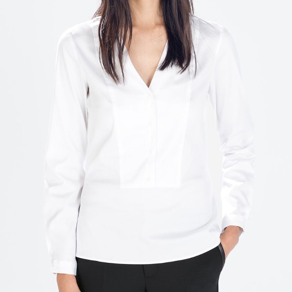 V-neck twill shirt - Zara