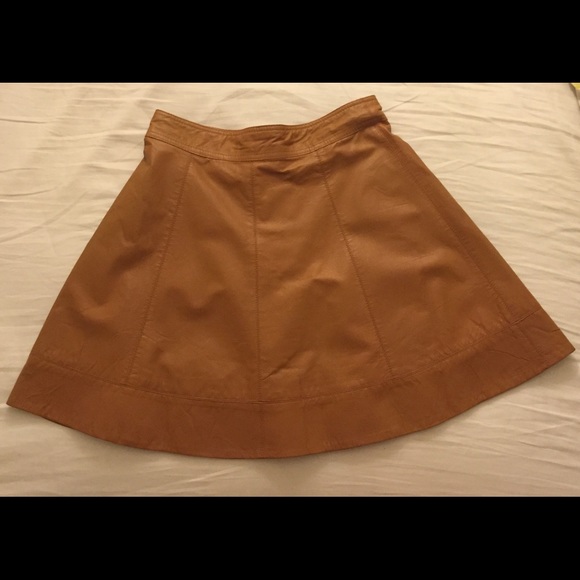 Tan leather skirt