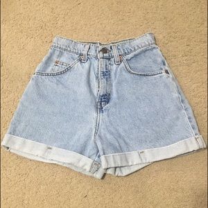 High-waisted denim shorts