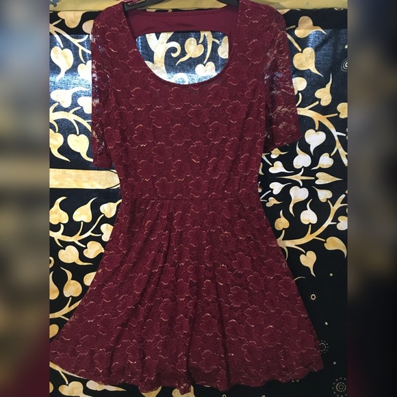 Maroon with gold dress
