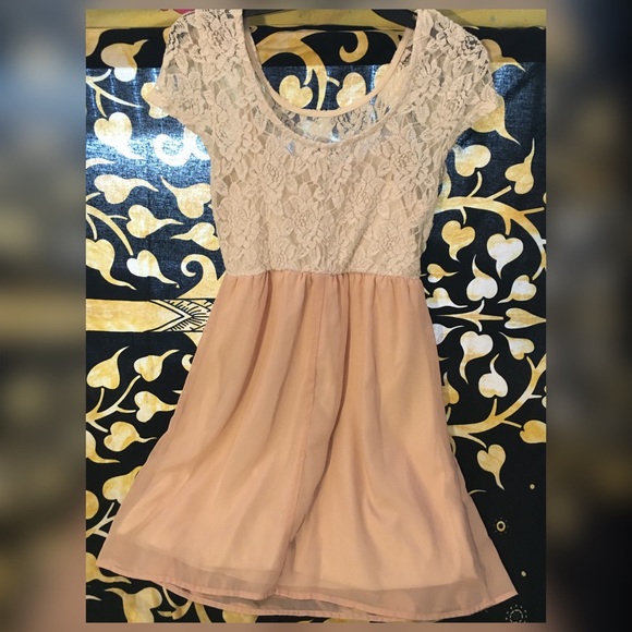 Lace white and peach dress