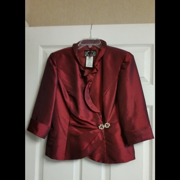 Alex Evenings taffeta jacket in red