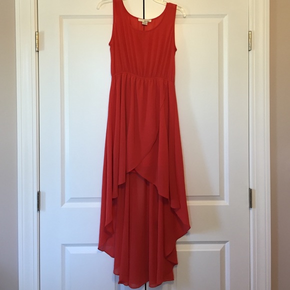 Coral high low dress