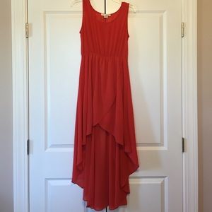 Coral high low dress