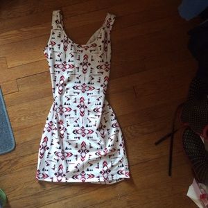 White geometric dress with cross back- bodycon