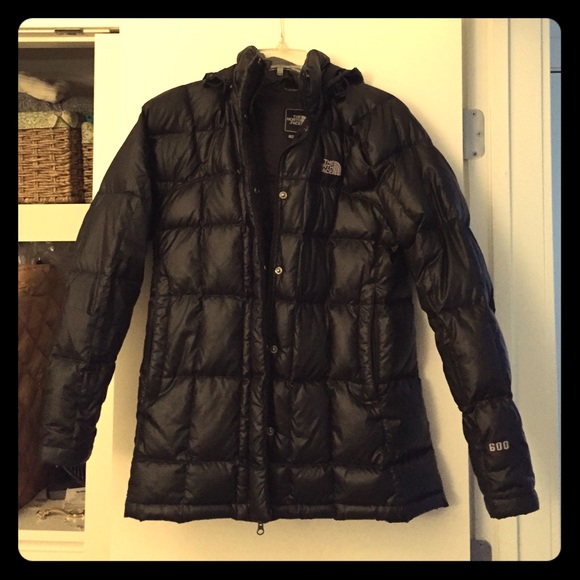 Women's Black, Hooded North Face Puffer Jacket