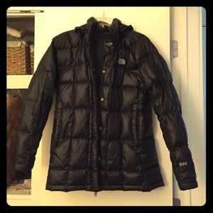 Women's Black, Hooded North Face Puffer Jacket