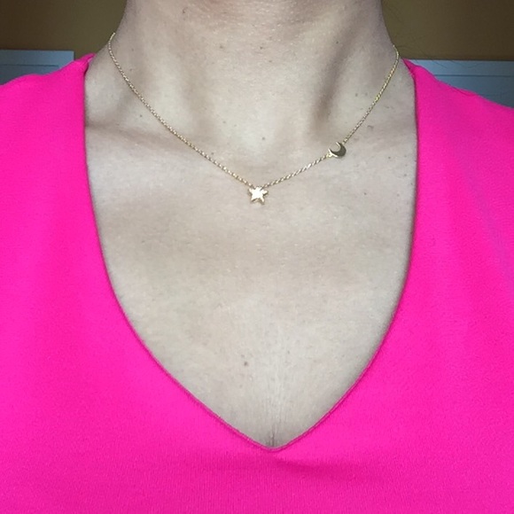 🎉HP🎉Gold Toned Moon and Star Necklace - Picture 3 of 3