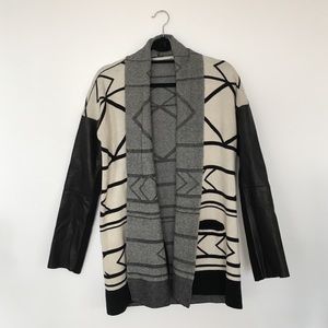 Cashmere Cardigan w/ 100% Leather Sleves