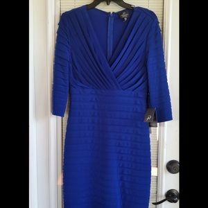 Adrianna Papell pleated jersey sheath dress-blue