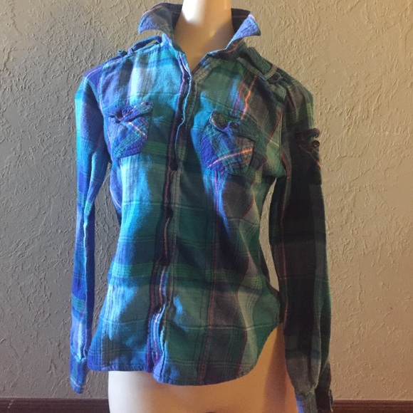 Multicolored plaid button-down