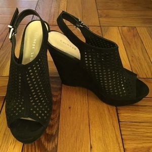 Chinese Laundry Black Wedges Sz 7 - Worn Once!