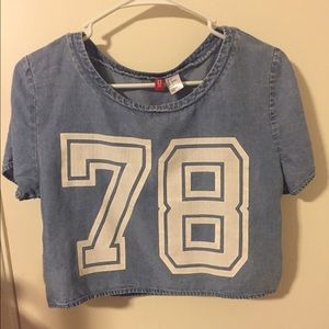 A denim numbered croptop